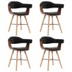 Sillas de comedor 4 uds cuero sintético y madera curvada negro