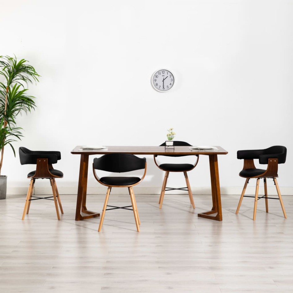 Sillas de comedor 4 uds cuero sintético y madera curvada