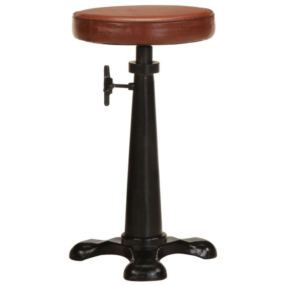 Taburetes de cocina 2 uds cuero auténtico marrón hierro