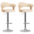 Taburetes de cocina 2 uds cuero sintético madera curvada