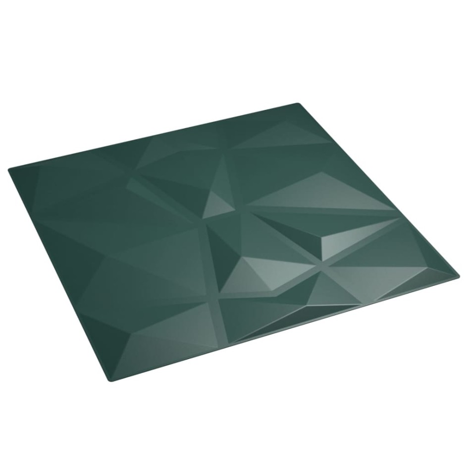 Paneles de pared 48 uds XPS diamante verde 50x50 cm 12
