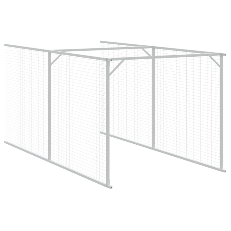 Caseta perros con corral acero galvanizado gris 110x1221x110
