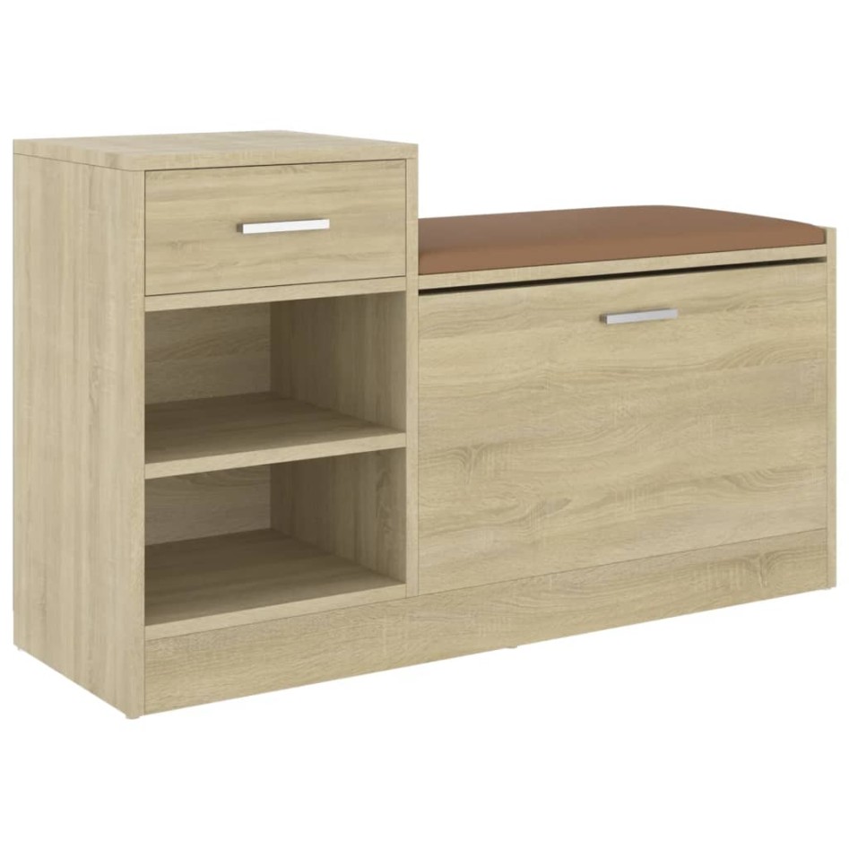 Banco zapatero madera de ingeniería roble Sonoma 94,5x31x57