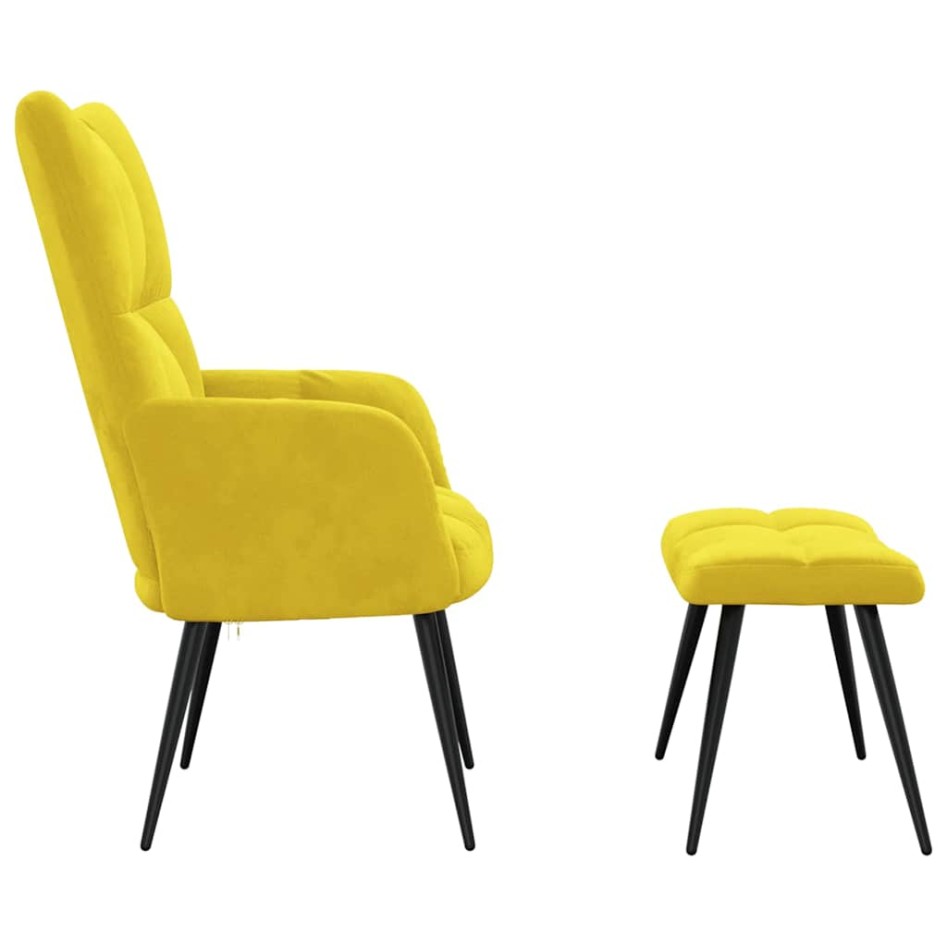 Sillón de relax con taburete terciopelo amarillo