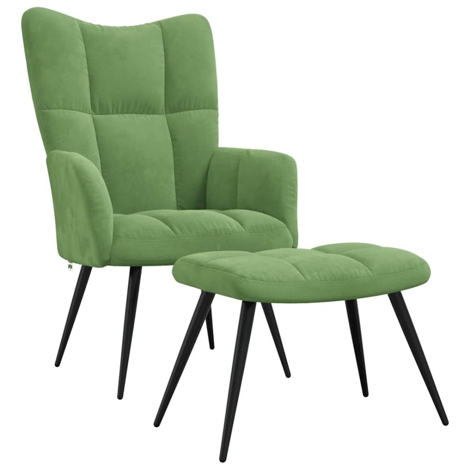 Sillón de relax con taburete terciopelo verde