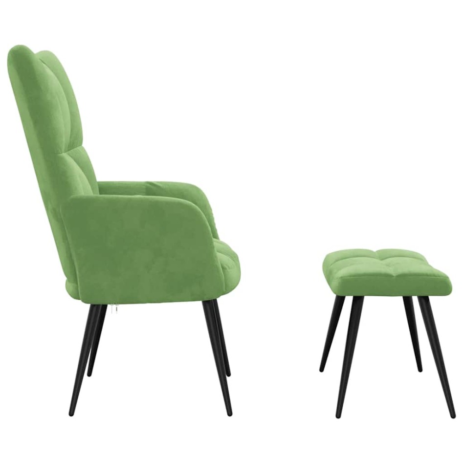 Sillón de relax con taburete terciopelo verde