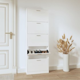 Mueble zapatero madera contrachapada blanco brillo 59x17x169