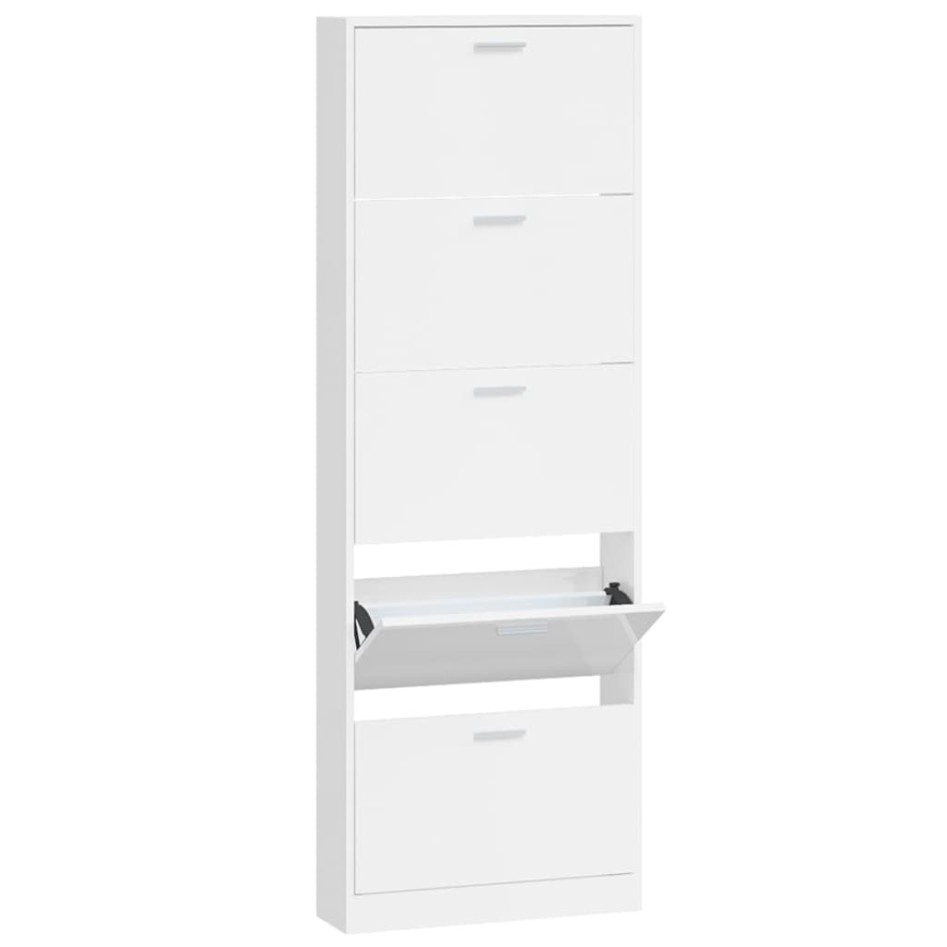 Mueble zapatero madera contrachapada blanco brillo 59x17x169