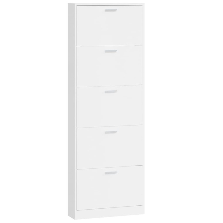 Mueble zapatero madera contrachapada blanco brillo 59x17x169