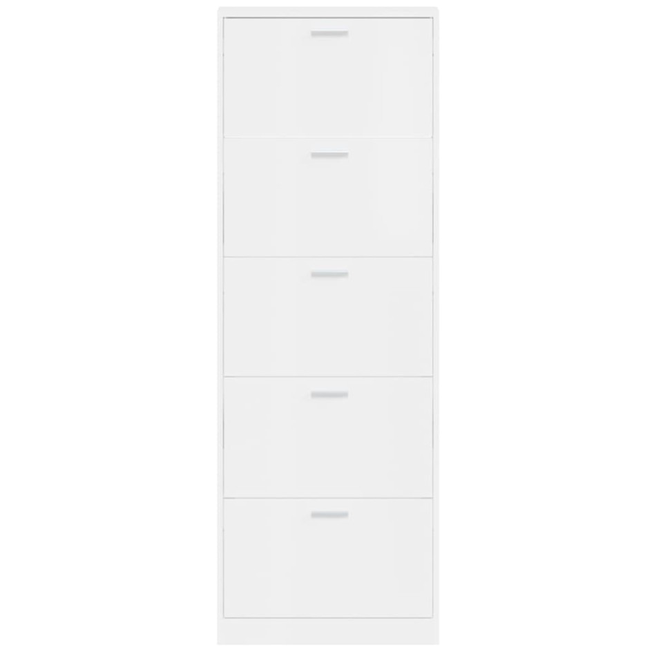 Mueble zapatero madera contrachapada blanco brillo 59x17x169