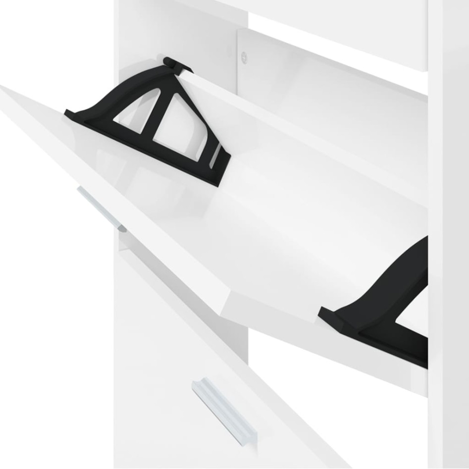 Mueble zapatero madera contrachapada blanco brillo 59x17x169