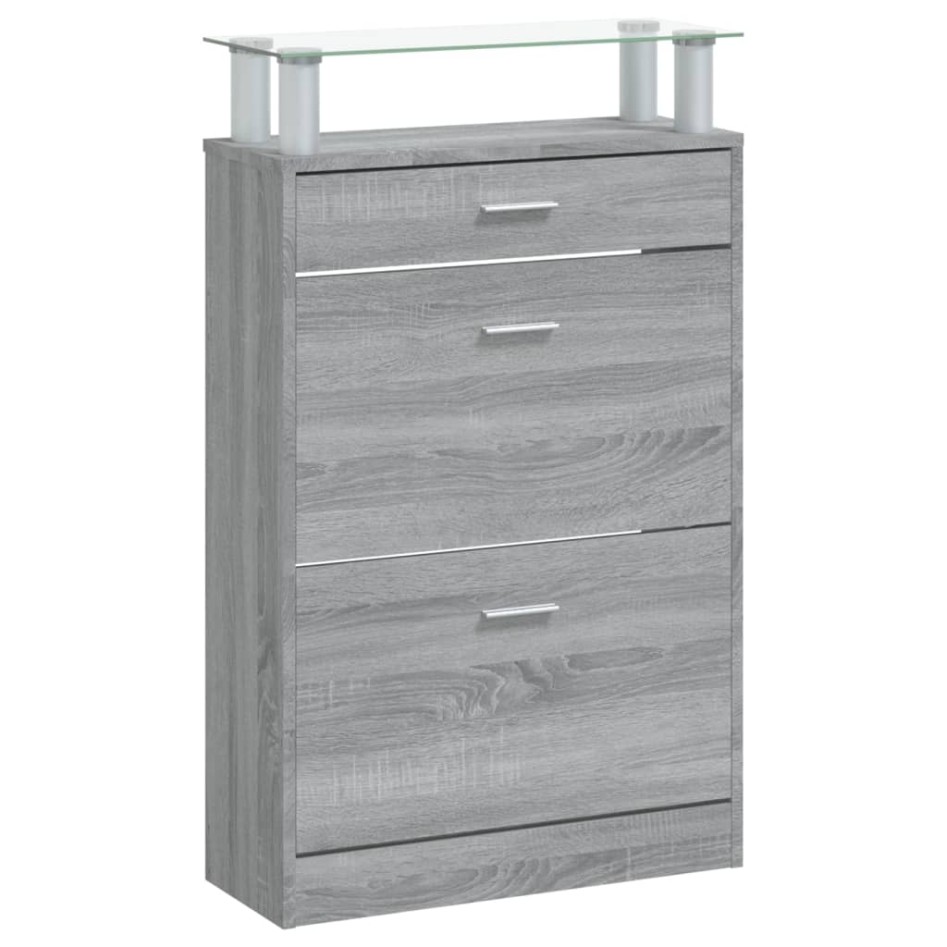 Mueble zapatero madera contrachapada gris Sonoma 63x24x104