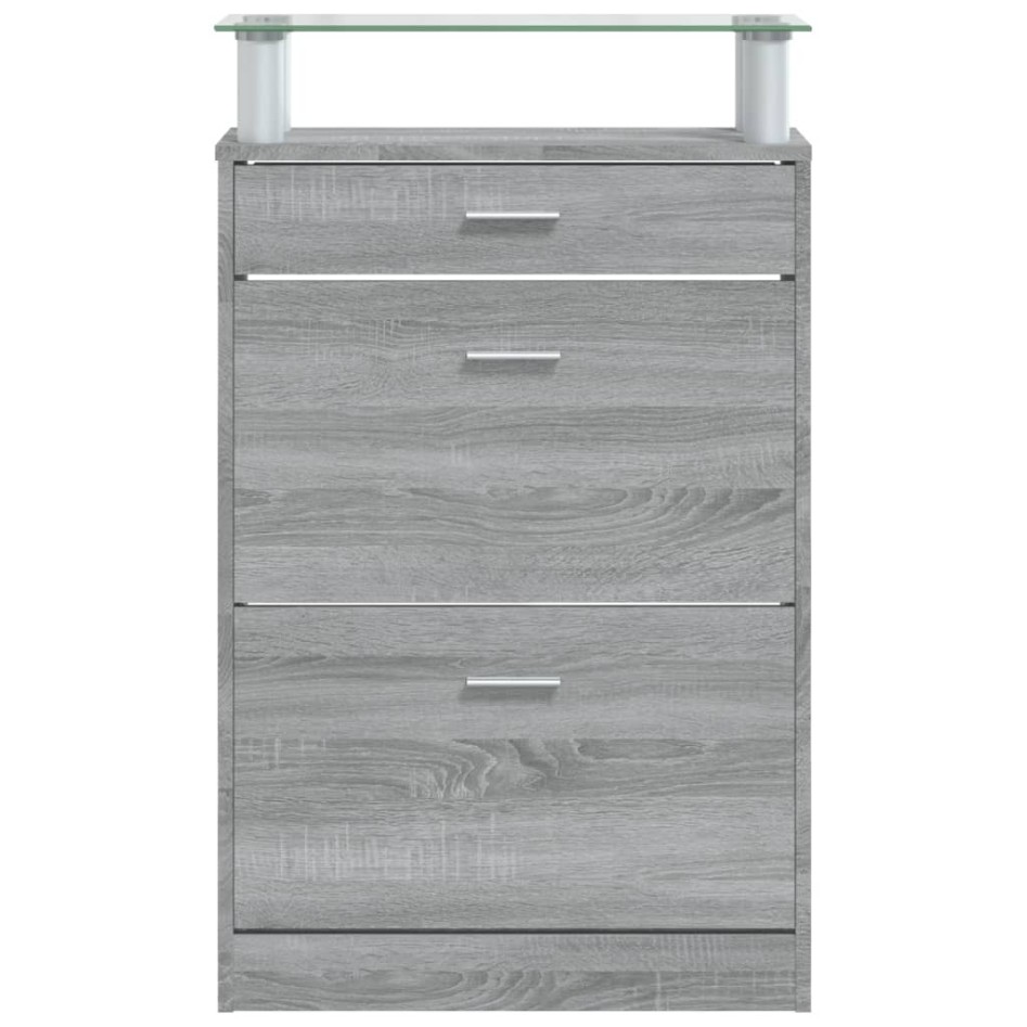 Mueble zapatero madera contrachapada gris Sonoma 63x24x104