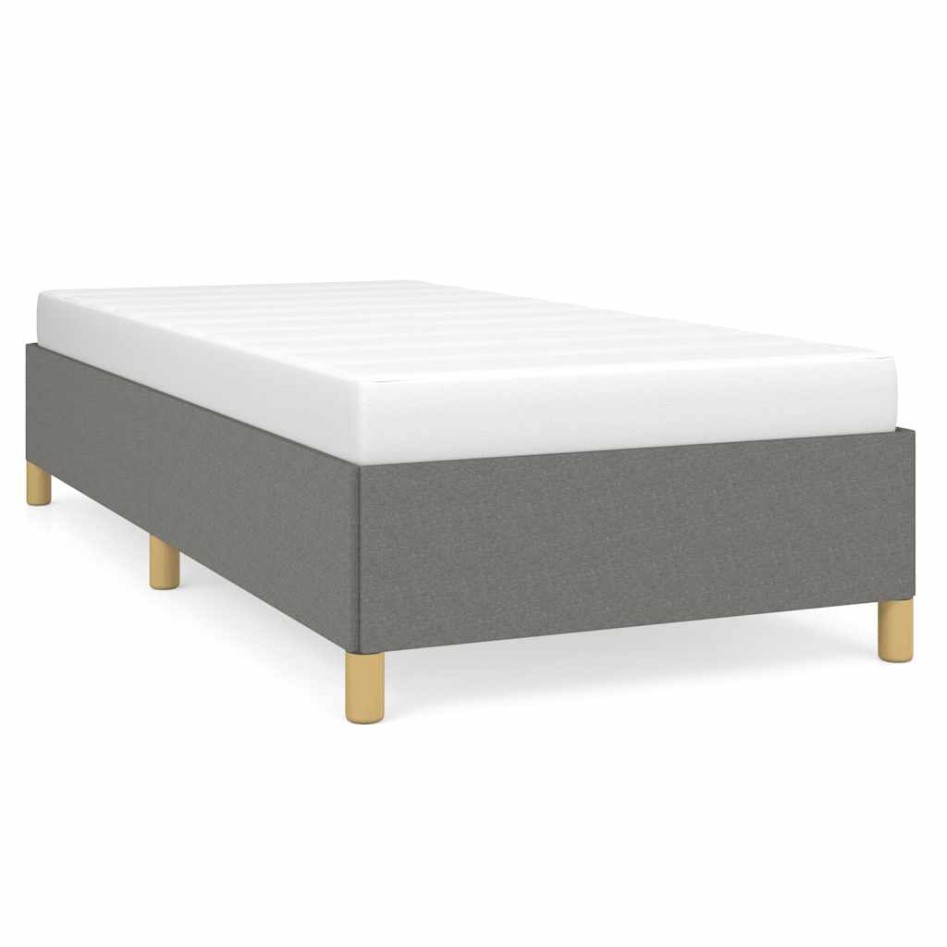 Estructura de cama sin colchón tela gris oscuro 90x200