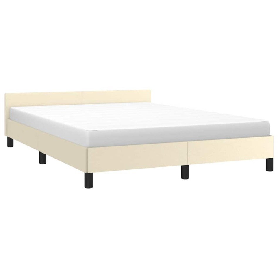 Estructura de cama con cabecero sin colchón crema 140x200