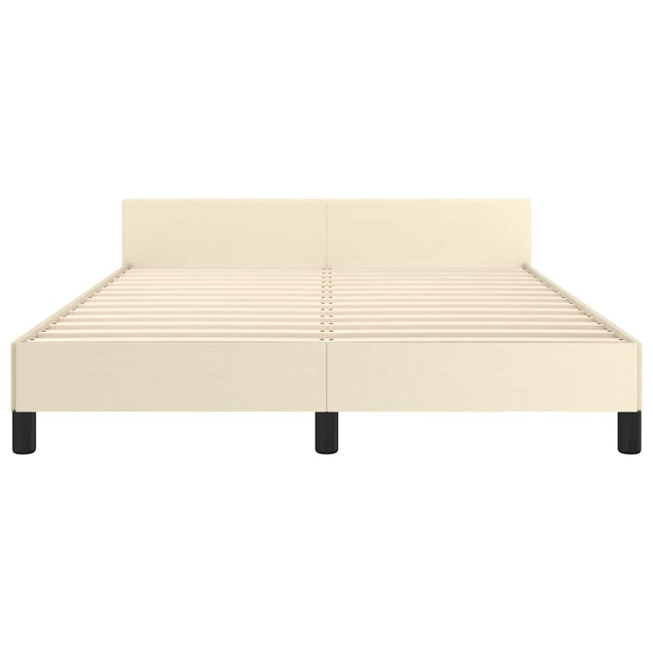 Estructura de cama con cabecero sin colchón crema 140x200