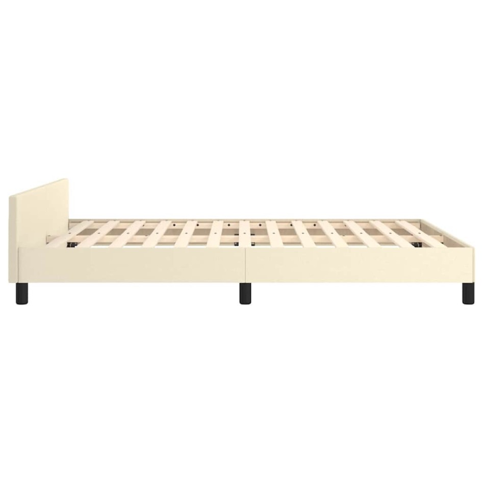 Estructura de cama con cabecero sin colchón crema 140x200