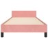 Cama con cabecero sin colchón terciopelo rosa 90x190