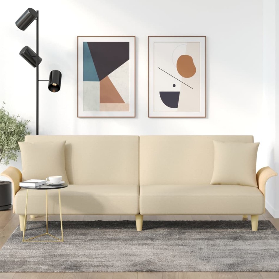 Sofá cama con reposabrazos tela color