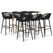 Mesa alta y taburetes de bar 7 piezas negro