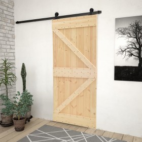 Puerta corredera con herrajes madera maciza de pino 80x210