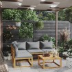 Juego de muebles jardín 5 pzas con cojines madera maciza acacia