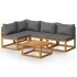 Juego de muebles jardín 5 pzas con cojines madera maciza