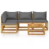 Juego de muebles jardín 5 pzas con cojines madera maciza