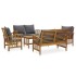 Juego muebles de jardín y cojines 5 piezas madera maciza