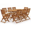 Set comedor de jardín plegable 9 piezas madera maciza de acacia