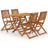 Set comedor de jardín plegable 5 piezas madera maciza de