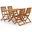 Set comedor de jardín plegable 5 piezas madera maciza de acacia