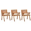 Sillas de comedor jardín con cojines 3 uds madera maciza acacia