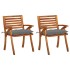 Sillas de comedor jardín con cojines 2 uds madera maciza