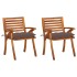 Sillas de comedor jardín con cojines 2 uds madera maciza