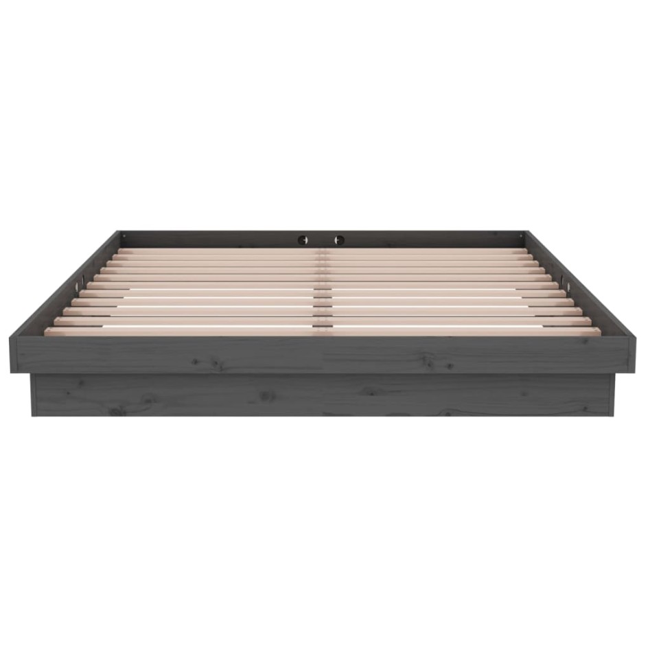 Estructura de cama madera maciza gris King Size 150x200