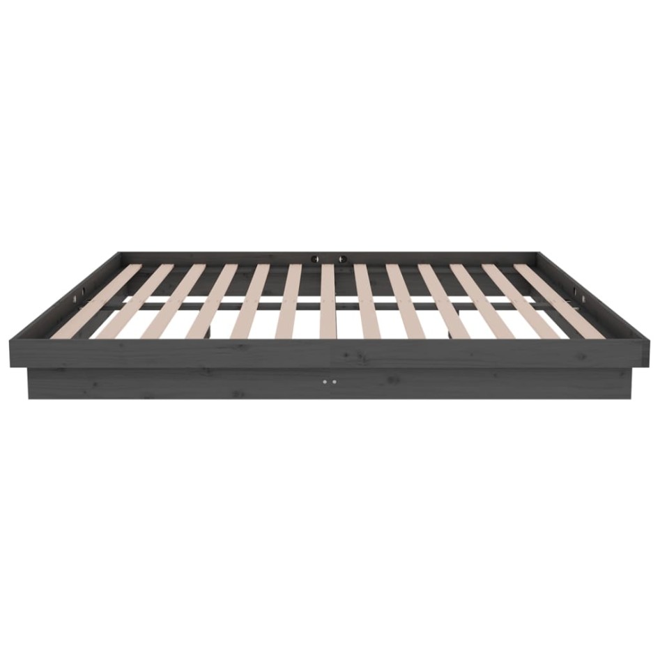 Estructura de cama madera maciza gris King Size 150x200