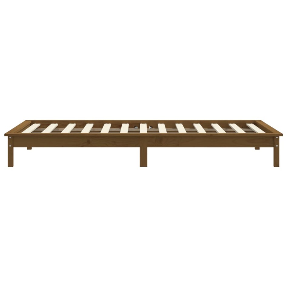 Estructura de cama madera maciza pino marrón miel 90x200