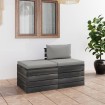 Muebles de jardín de palets 2 piezas cojines madera maciza pino