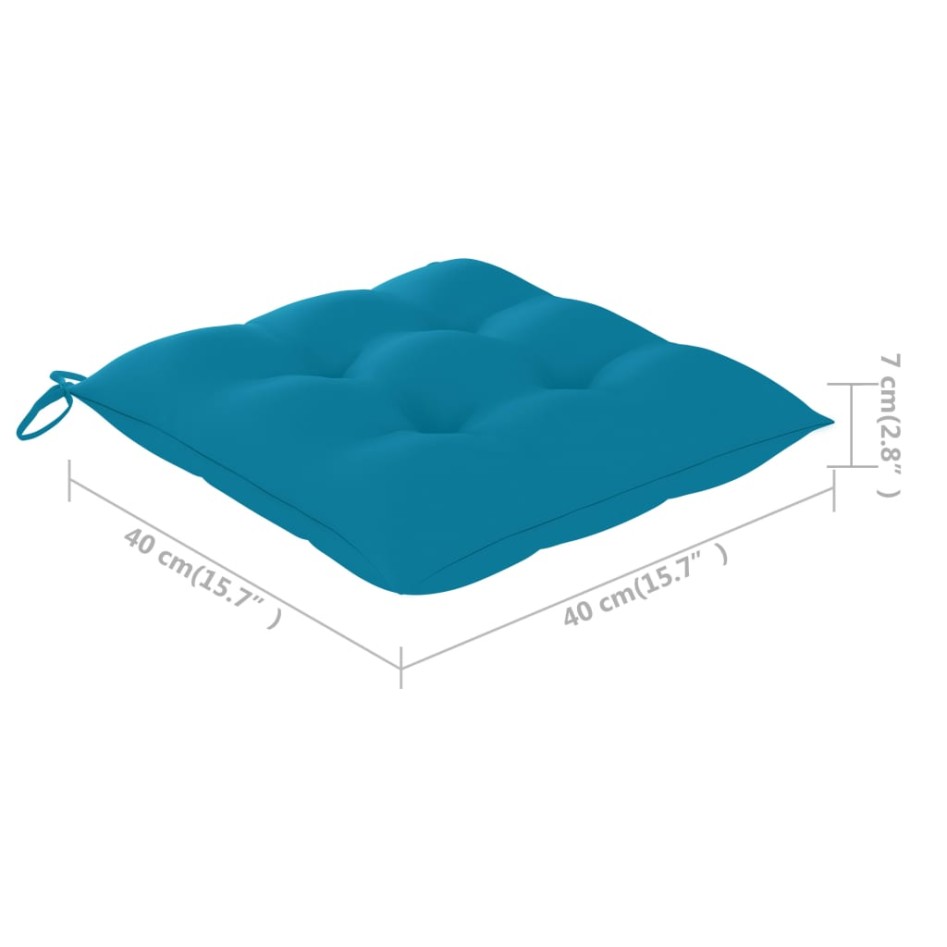 Sillas de jardín 2 uds madera de teca con cojines azul