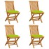 Sillas de jardín 4 uds con cojines verde brillante madera