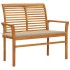 Banco de jardín madera maciza de teca con cojín beige 112
