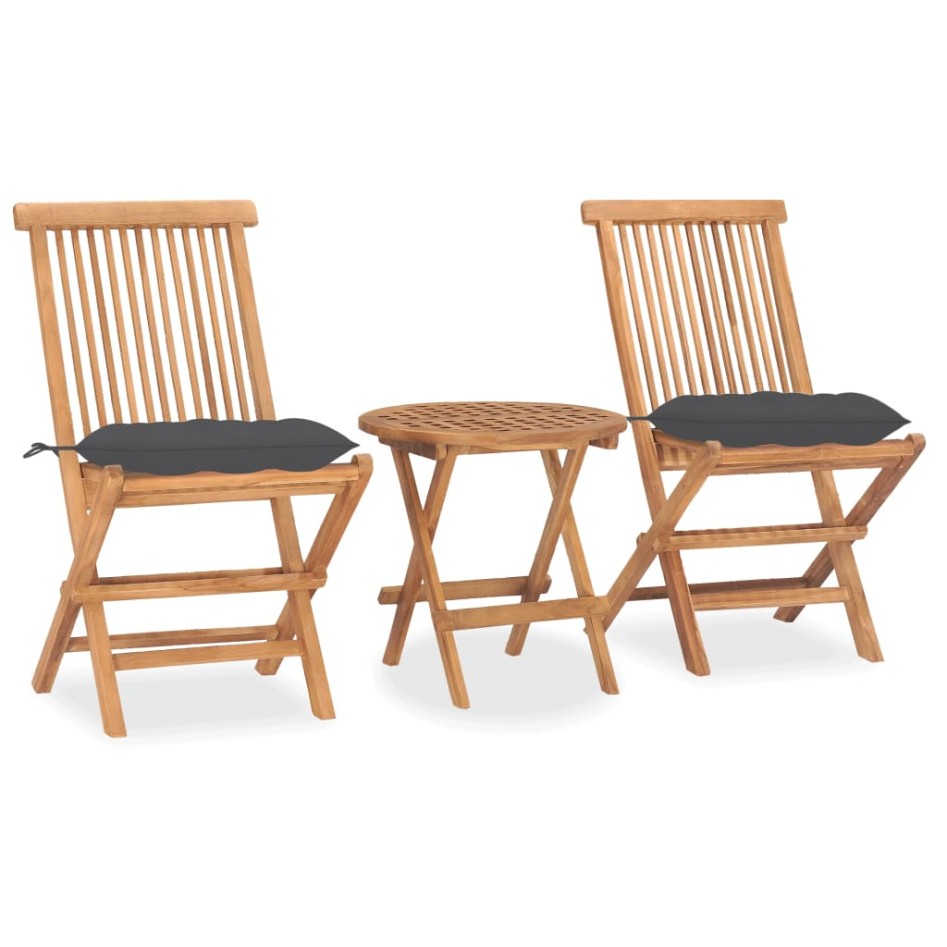 Set comedor de jardín plegable 3 piezas madera de teca