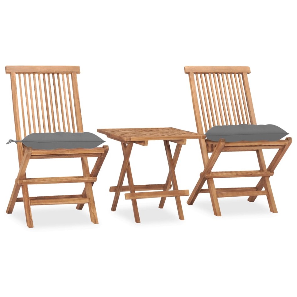 Set comedor de jardín plegable 3 piezas madera de teca