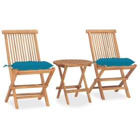 Set comedor de jardín plegable 3 piezas madera de teca