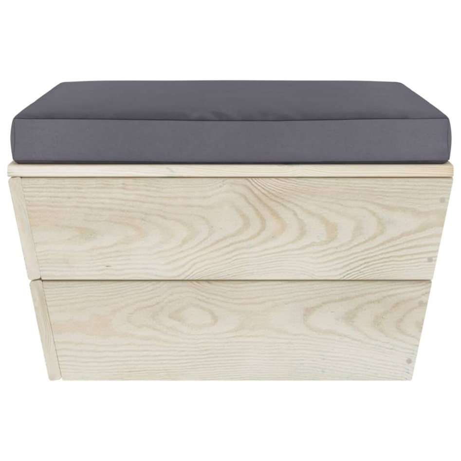 Muebles de jardín de palets 3 pzas y cojines madera de