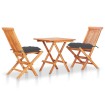 Set de bistró 3 pzas madera de teca y cojines gris antracita