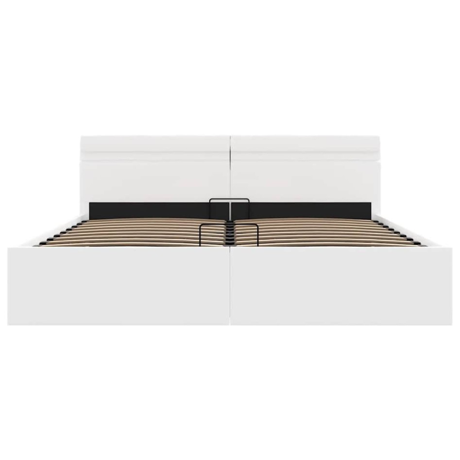 Cama canapé hidráulica con LED sin colchón blanco 160x200