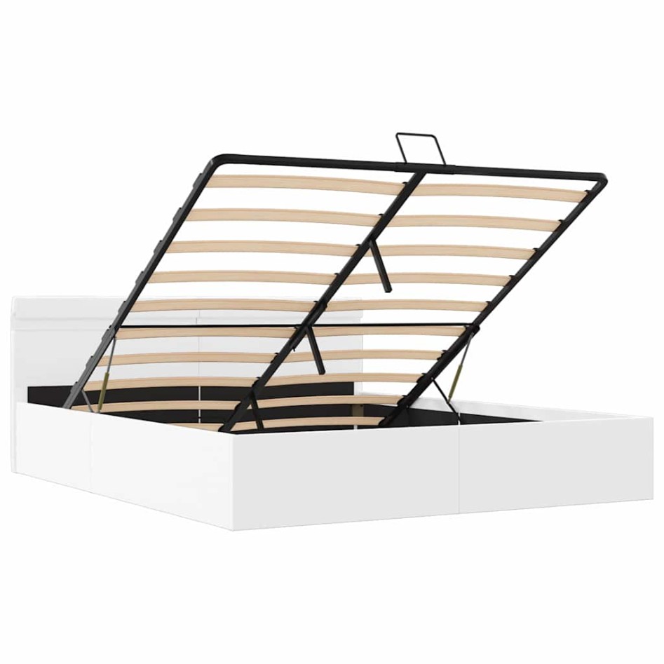 Cama canapé hidráulica con LED sin colchón blanco 160x200