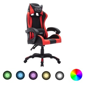 Silla gaming con luces LED RGB cuero sintético rojo y